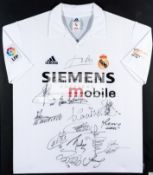 Signed Real Madrid replica home jersey from the club's Centenary Year in 2002 15 signatures of the