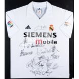 Signed Real Madrid replica home jersey from the club's Centenary Year in 2002 15 signatures of the