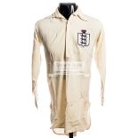 Cliff Bastin white England international shirt 1930s, by St Blaize, long-sleeved,