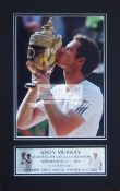 Andy Murray signed Wimbledon Champion photographic display, a signed 11 by 8in.