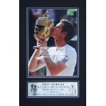 Andy Murray signed Wimbledon Champion photographic display, a signed 11 by 8in.