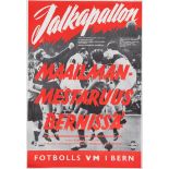 Three World Cup posters, comprising: a 1954 World Cup film poster, published in Finland 1955,