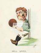A set of five original artworks of childhood football scenes by H.