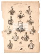 Rare and early souvenir of the Preston North End football team in 1886,