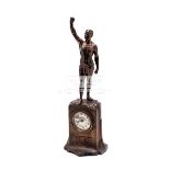 German spelter clock surmounted by an athlete of the Ancient Olympic Games probably produced as a