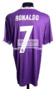 Cristiano Ronaldo signed replica of his purple Real Madrid No.