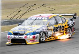 A trio of photos signed by Australian V8 Supercars Championship drivers, comprising Craig Lowndes,