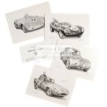 Three greetings cards signed by the racing driver Stirling Moss,