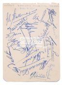 Autographs of the 1950 West Indies cricket team to England, album page with 16 signatures in ink,