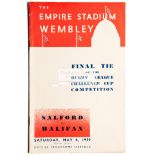 Rugby League Challenge Cup Final programme Salford v Halifax played at Wembley Stadium 6th May 1939,