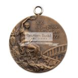 Munich 1972 Olympic Games bronze third-place winner's medal for swimming, bronze, 66mm, by G.