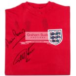 Geoff Hurst & Martin Peters double-signed red England 1966 World Cup Final retro jersey,