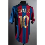 Rivaldo signed match-worn Barcelona No.