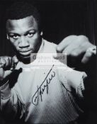 Joe Frazier signed photograph, 10 by 8in.