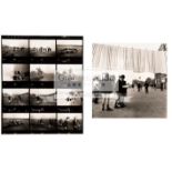 Two b&w photographic prints featuring the Manchester United Busby Babes,