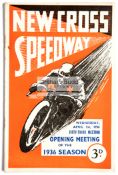 16 New Cross Speedway programmes from the 1936 season,