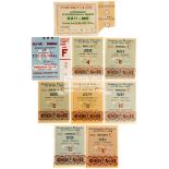 A collection of 9 World Cup tickets for 1958, 1962 & 1966,