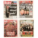 A collection of 33 original newspapers with front page & extensive coverage of Manchester United FC