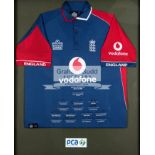 Team-signed England v New Zealand 2008 ODI Tour presentation cricket shirt,