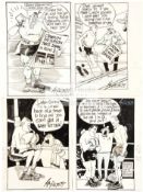 A collection of five Roy Ullyett original artworks for boxing cartoons, all signed,
