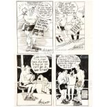 A collection of five Roy Ullyett original artworks for boxing cartoons, all signed,