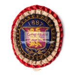 Football Association badge issued to Councillor A.G. Hines for the Aston Villa v Everton 1897 F.A.