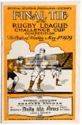 Rugby League Challenge Cup Final programme Dewsbury v Wigan played at Wembley Stadium 4th May 1929,