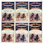 Six Crystal Palace speedway programmes, 1 each for 1929, 1930, 1932 and 1933, and 2 for 1931,