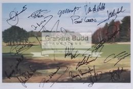 Golf print autographed on the occasion of the inaugural Seve Trophy in 2000,