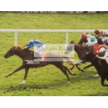 A Dick Hern signed colour photograph of Nashwan winning the 1989 2,000 Guineas, 10 by 8in.