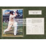 Sir Don Bradman signed colour photograph display,