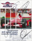 2000 United States GP grid sheet signed by Michael Schumacher, Mika Hakkinen and others,