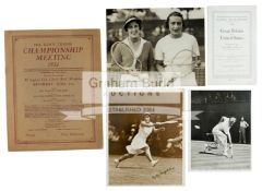Rare Wimbledon memorabilia, comprising Wimbledon Final programme Saturday June 27 1931,