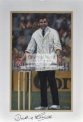 Darren Baker original pastel artwork of the cricket umpire Dickie Bird,