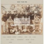 A period photograph of the Kent county cricket team in 1905, sepia-toned, 8 by 11in.