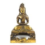 A Chinese gilt bronze figure of Amitayus Buddha, 18th century.