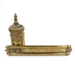 An Islamic Mughal brass writing box, Northern India, 19th century.