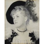 Portrait of an Edwardian or late Victorian Young Woman. 6.25 x 5.25 ins., (16 x 13 cms.