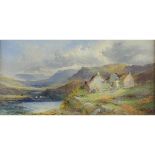 Horlor, Joseph 1809-1897 British, Scottish Hills with Cottage. 13.25 x 26 ins., (33.5 x 66 cms.