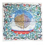 A Hermes Paris 'Noel au 24 Faubourg' silk square scarf.