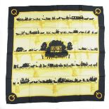 A Hermes Paris 'Les Ponts de Paris' silk square scarf. Designed by Hugo Grygkar for Hermes.