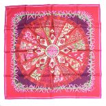 A Hermes Paris 'Aux Pays des Epices' silk square scarf. Designed by Annie Faivre for Hermes.