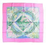 A Hermes Paris 'Giverny' silk square scarf.