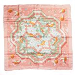 A Hermes Paris 'Sous les Orangers' silk square scarf. Designed by Dimitri Rybaltchenko for Hermes.