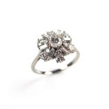 18 ct white gold diamond flower cluster ring.