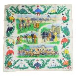 A Hermes Paris 'Cantilly' silk square scarf. Designed by Maurice Taquoy for Hermes.