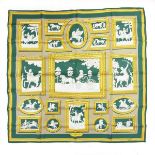 A Hermes Paris 'Wedgwood' silk square scarf. Designed by Philippe Ledoux for Hermes.