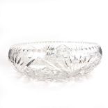 A large clear cut glass bowl. 12 in (30.5 cm) diameter.