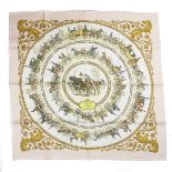 A Hermes Paris 'Les Promenade de Longchamps' silk square scarf.