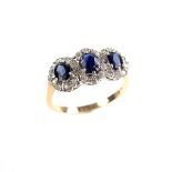 9 ct yellow gold sapphire and diamond ring.